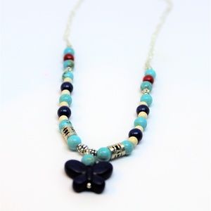 Blue butterfly delicate necklace